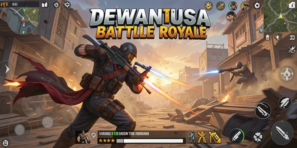 Tangkapan layar dari gameplay DEWANUSA yang mendebarkan dalam mode Battle Royale.