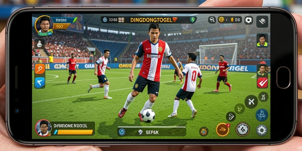 Tampilan gameplay seru dari DINGDONGTOGEL dengan aksi sepak bola yang mendebarkan.