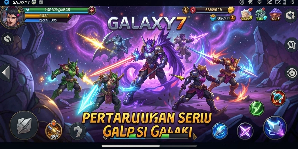 Screenshot gameplay yang menampilkan pertarungan mendebarkan di GALAXY77.