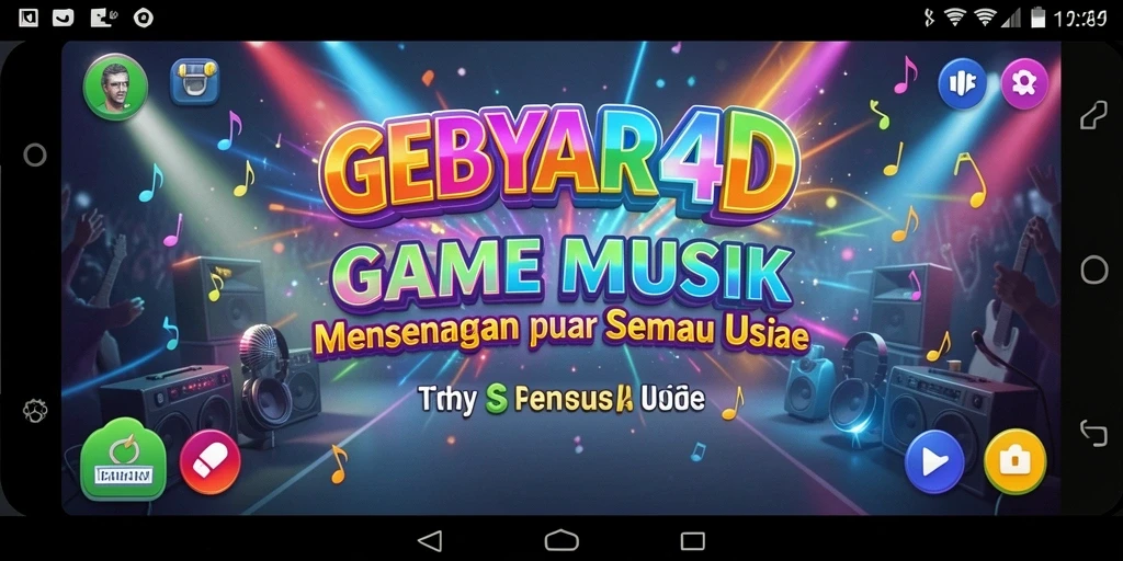 Screenshot gameplay GEBYAR4D menampilkan tantangan musik yang seru.