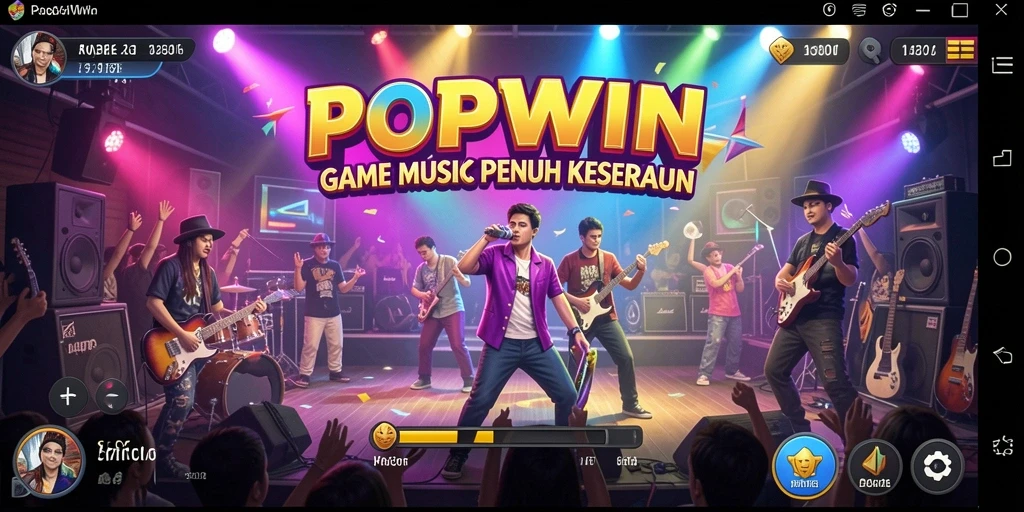 Tampilan menarik dari gameplay POPWIN yang penuh musik.