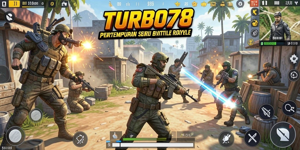 Gameplay seru dan intens di TURBO78 dalam pertempuran Battle Royale.